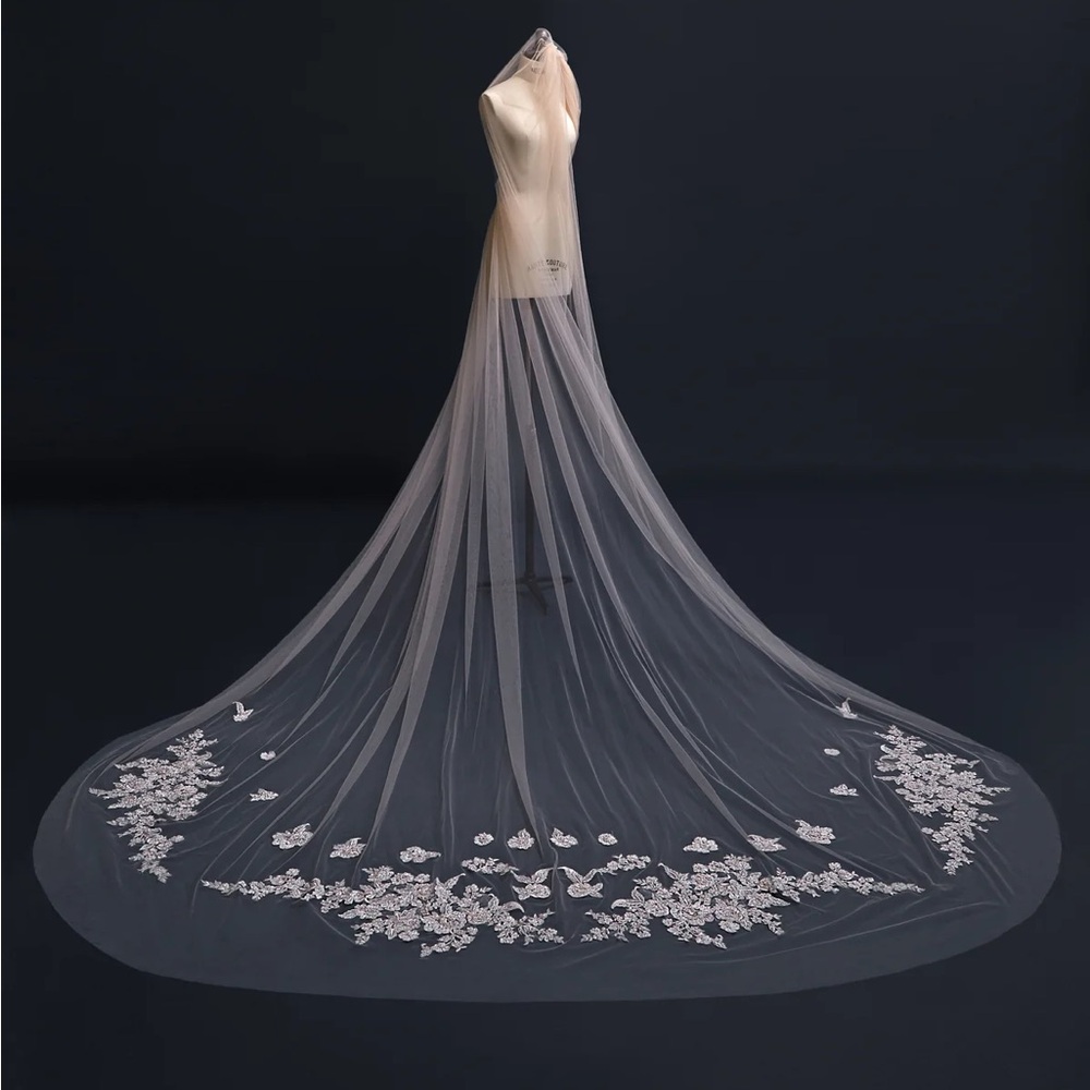 Galia Lahav Gia Veil - Elegant Sheer Veil with Floral Embroidery